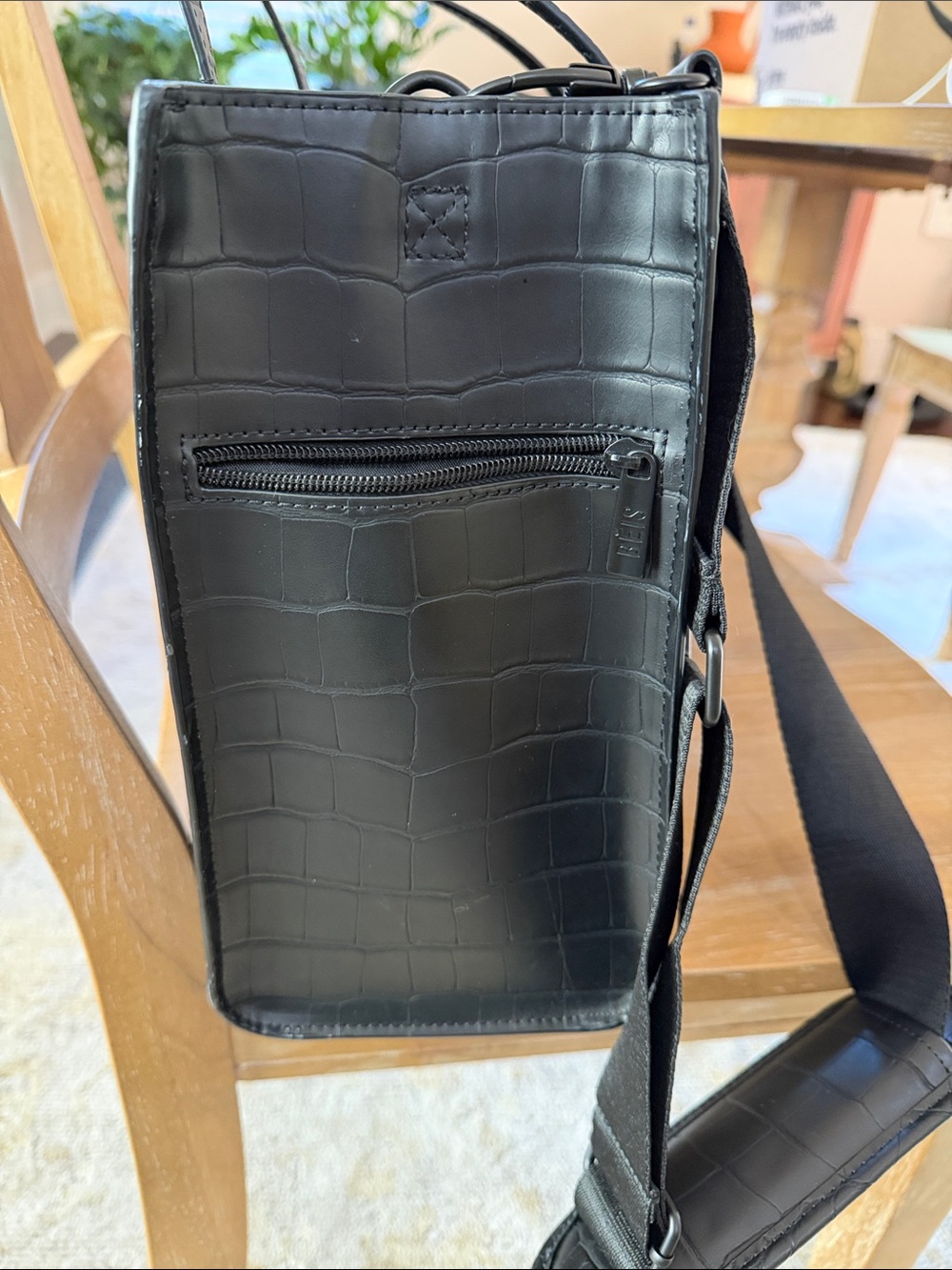 BÉIS The Work Tote in Black Croc Laptop Bag EUC Travel Bag Like New - Picture 4 of 14